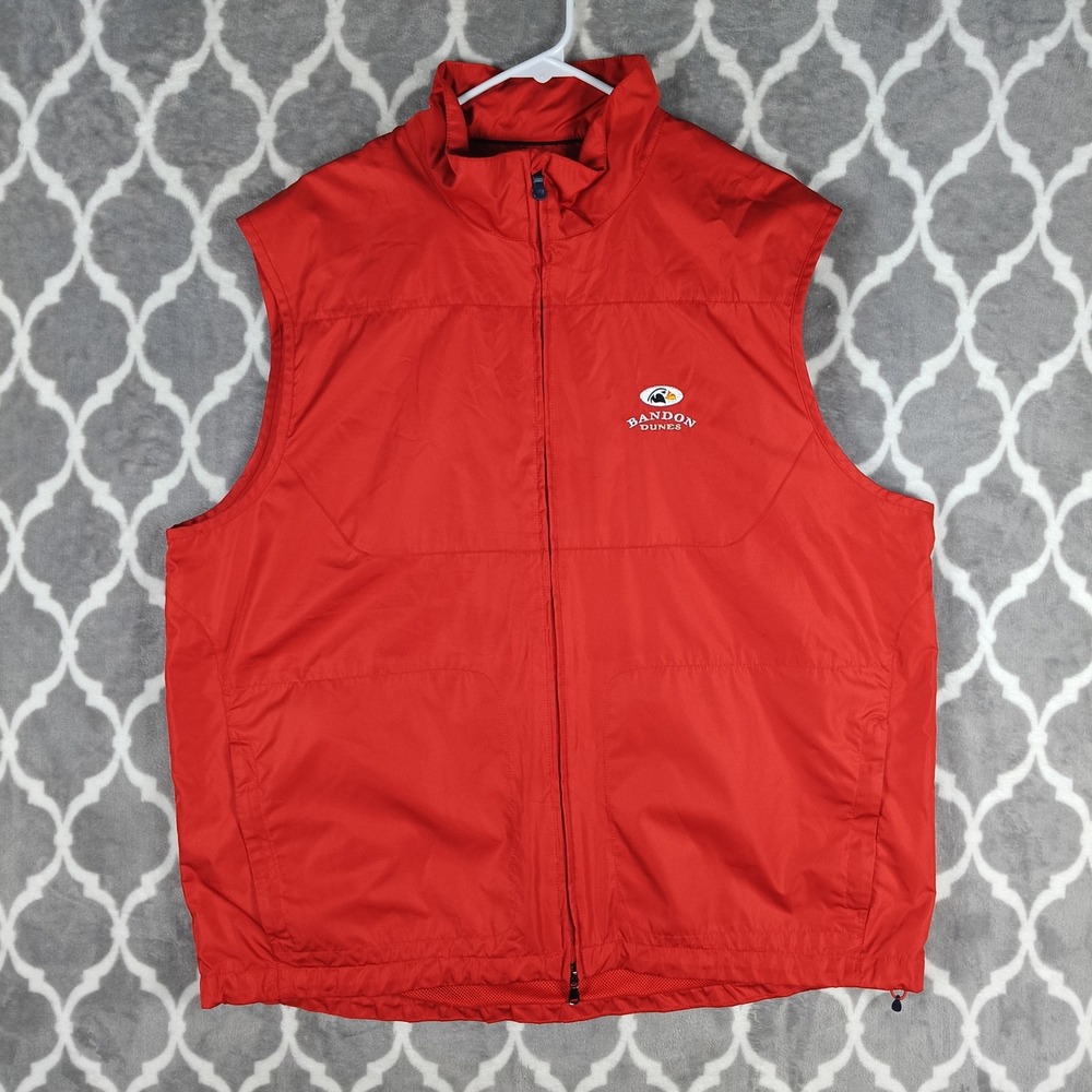 Polo Golf Ralph Lauren Vest Men XL Rust Orange Bandon Dunes Full Zip Performance